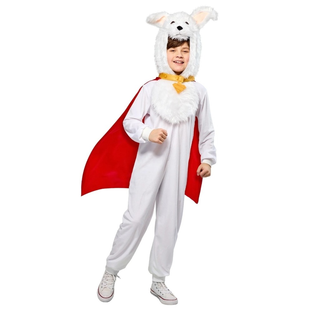 Kids Supergirl Movie Krypto Zipsters Costume Medium 7-8 White Red Dog